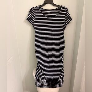 Isabel Maternity by Ingrid & Isabel Black and White Striped Midi Dress
